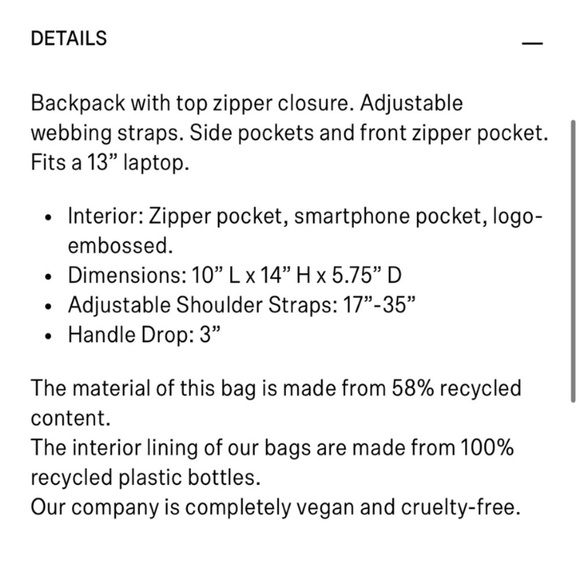 Black vegan leather Matt and Nat backpack for 13” laptop main image 7